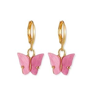 3/$15 Pink Acrylic Butterfly Huggie Earrings